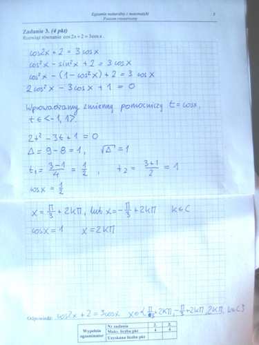 Matura z matematyki - poziom rozszerzony. Odpowiedzi
