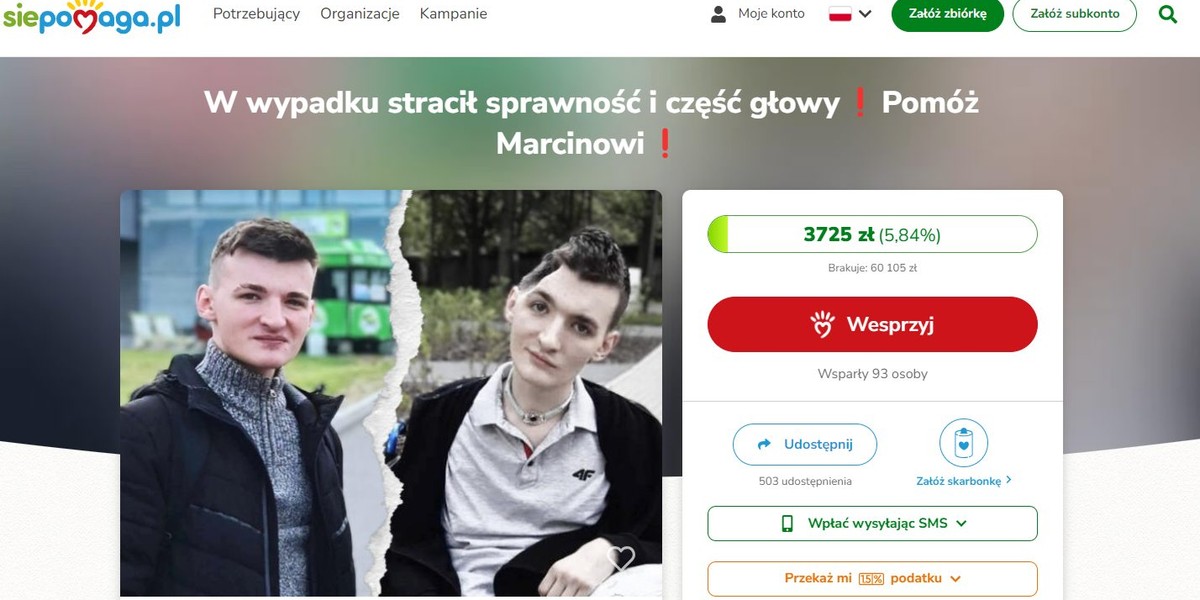 24-letni Marcin uległ strasznemu wypadkowi.