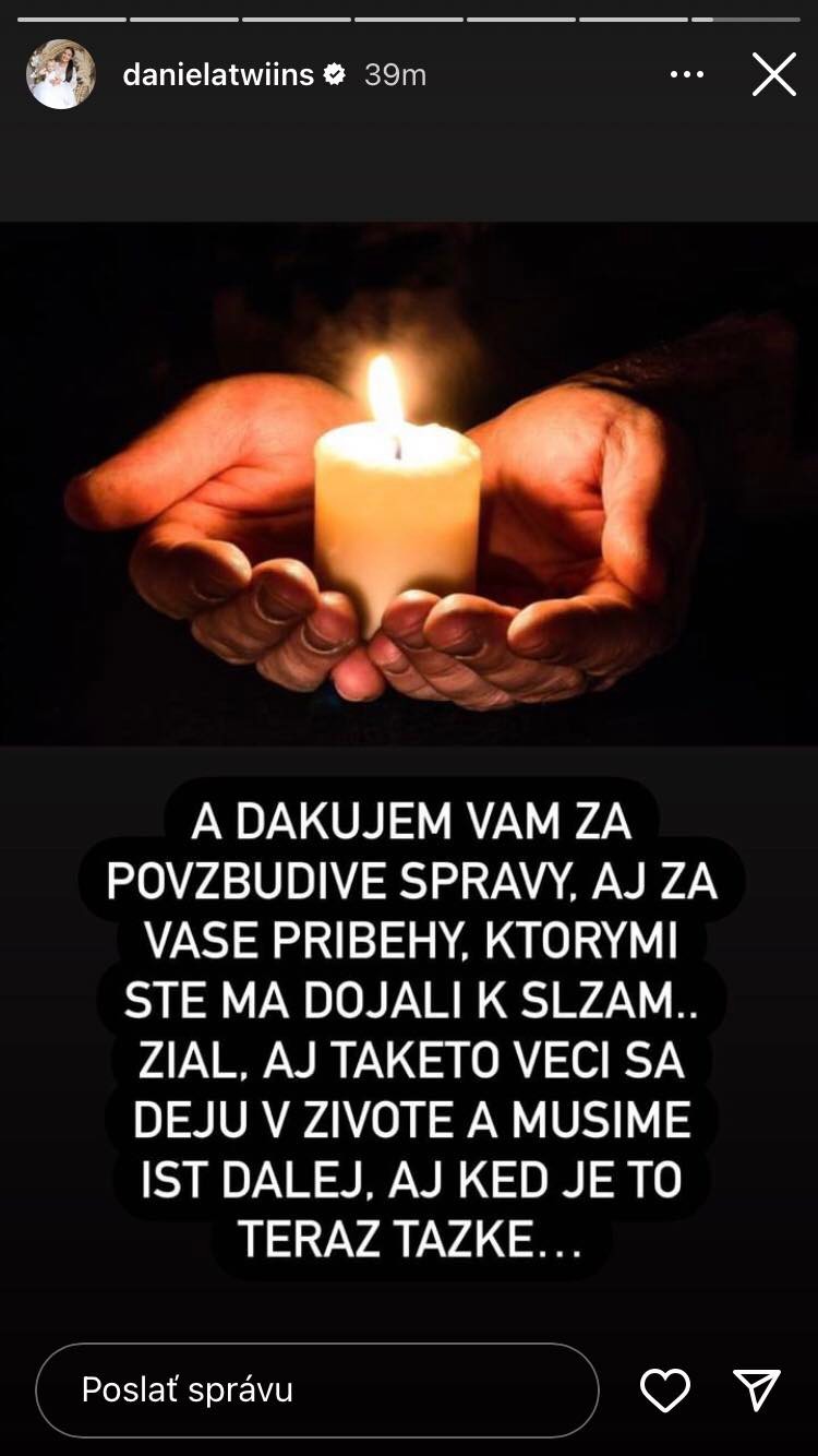 Daniela Nízlová prišla o dieťatko.