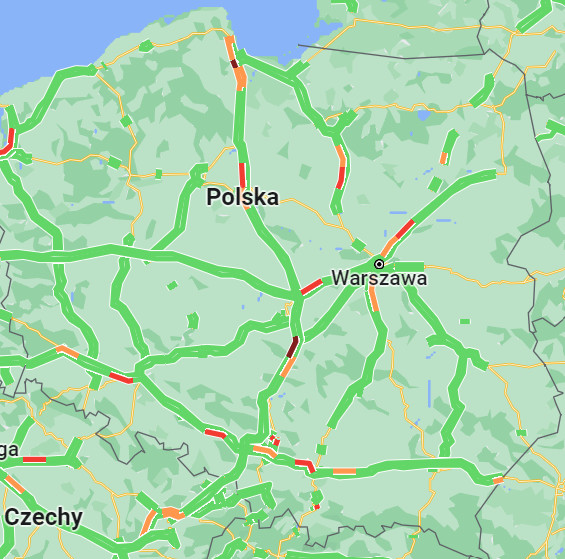 Mapa natężenia ruchu 19.06.2022