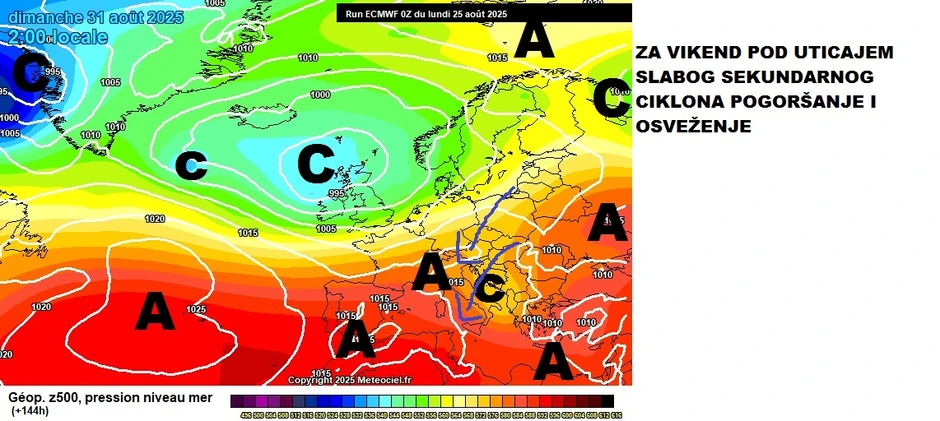 Pogoršanje vremena i osveženje u subotu