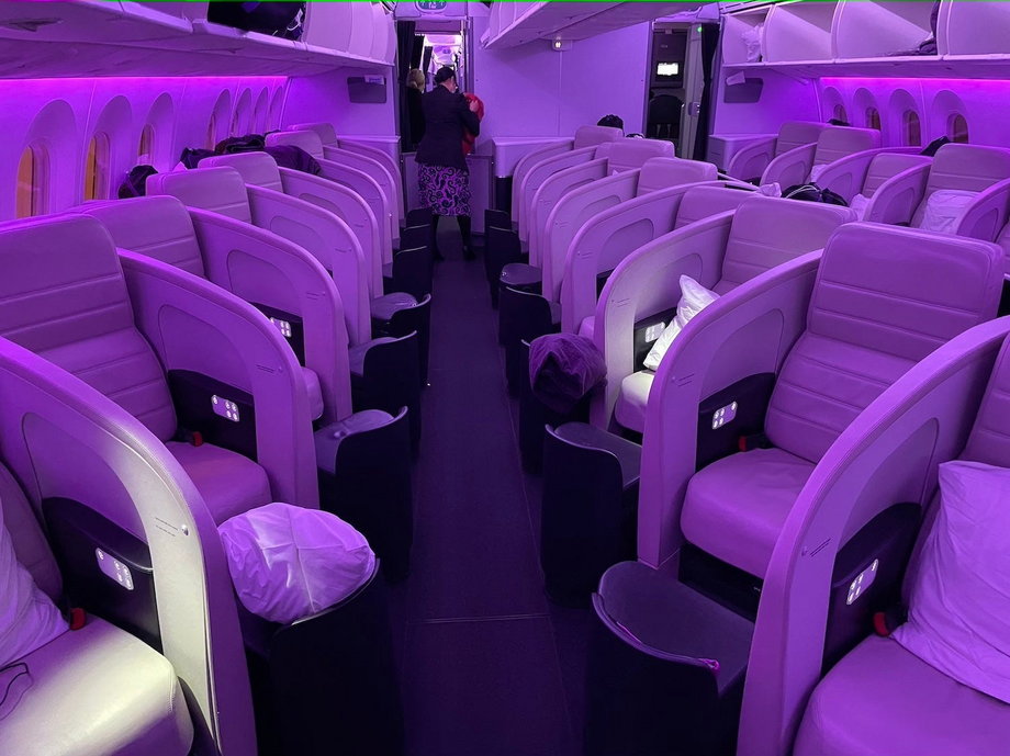 Kabina klasy biznes w Boeingu 787 Dreamliner linii Air New Zealand.