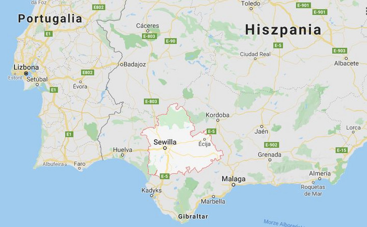 Region Sewilli w Hiszpanii / źródło: Google Maps
