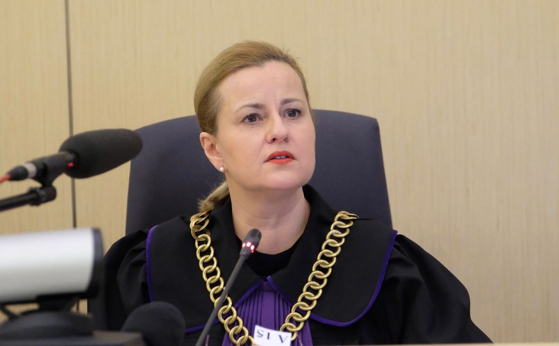 Przewodnicząca składu sędziowskiego Magdalena Grzybek na sali rozpraw