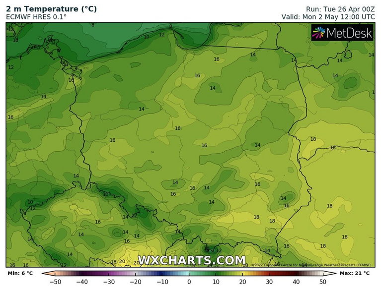 Temperatura przeważnie utrzyma się poniżej 20 st. C