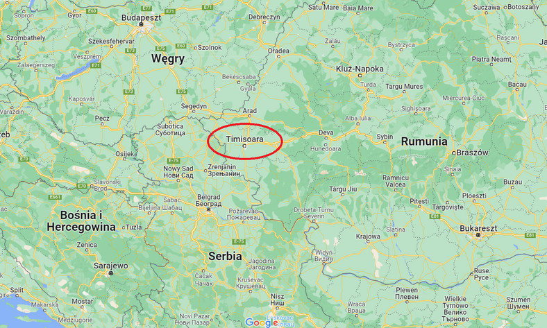 Timisoara leży w pobliżu granic Rumunii z Serbią i Węgrami