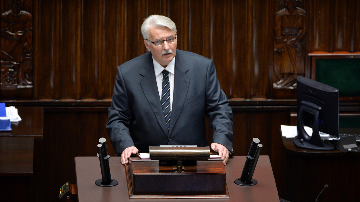 Witold Waszczykowski w wystąpieniu przed Sejmem przedstawiał posłom informację o zadaniach polskiej polityki zagranicznej w 2016 r. Stwierdził, że Polska będzie przywiązywać szczególne znaczenie do polityki energetycznej. Wyraził również swoje zaniepokojenie zbyt silnym uzależnieniem polskiej gospodarki od Europy. Zapewnił jednak, że będzie dążył do jak najlepszych stosunków z Niemcami. Służyć ma temu szczerość i otwartość, a nie "udawana czasem, powierzchowna koncyliacyjność".