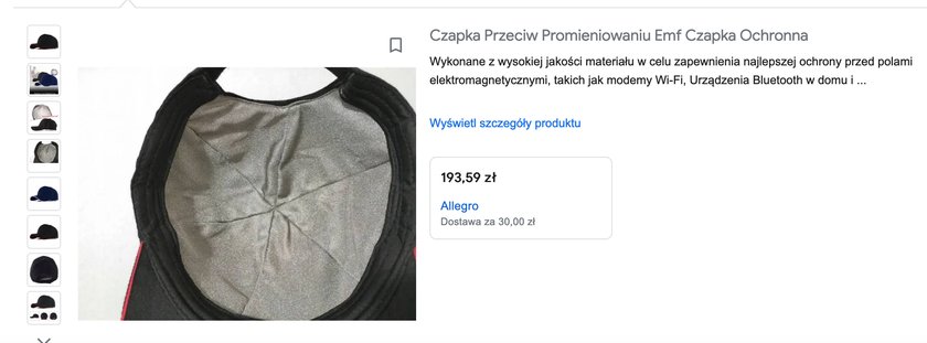 Czapki, które mają chronić przed promieniowaniem elektromagnetycznym, są sprzedawane w sieci.