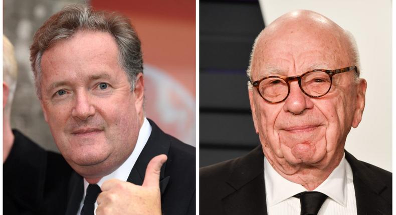 Piers Morgan (left) and Rupert Murdoch.
