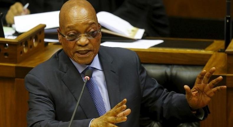 South Africa's President Jacob Zuma answers questions at Parliament in Cape Town, in this picture taken March 17, 2016. 