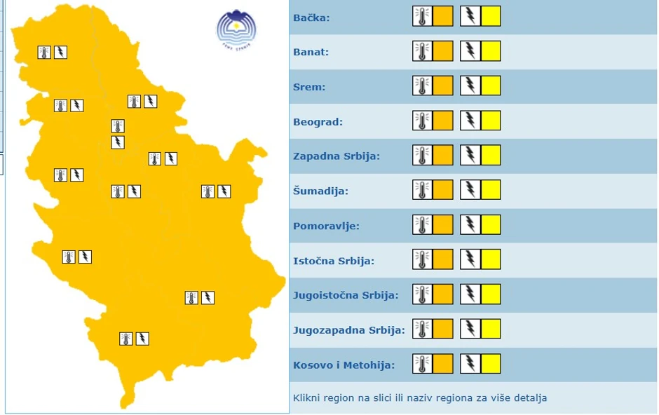 Meteoalarm za petak