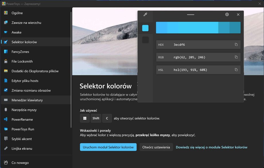 PowerToys – próbnik kolorów
