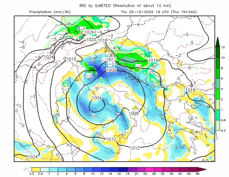Mapa snega za 25. decembar
