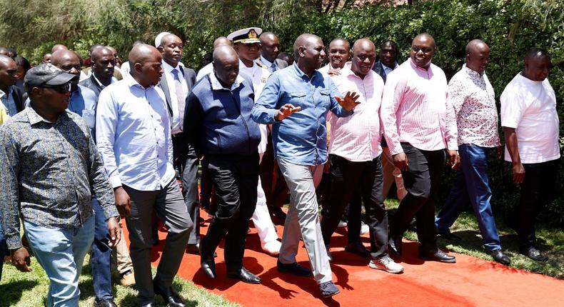 President William Ruto & DP Rigathi Gachagua at a Parliamentary Group meeting with Kenya Kwanza MPs in Naivasha, Nakuru County on September 17, 2022