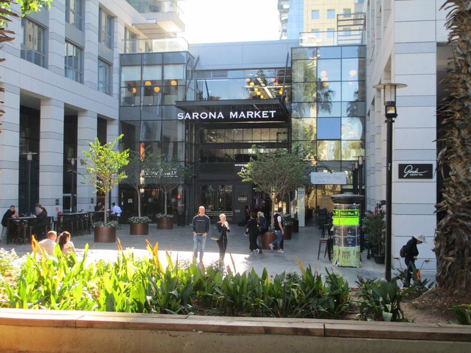 Sarona Market, the site of a shooting on Wednesday evening in Tel Aviv.