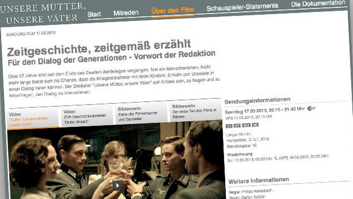 Ponad 21 mln widzów obejrzało w niemieckiej telewizji trylogię "Nasze matki, nasi ojcowie". Film wystylizowany na "epokowe wydarzenie" stygmatyzuje AK. Polska ambasada protestuje.