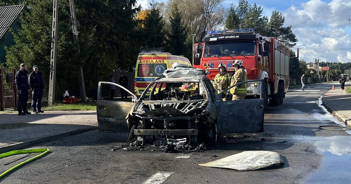 Płonący mężczyzna na jezdni w Truskawiu. Dramatyczne sceny pod Warszawą