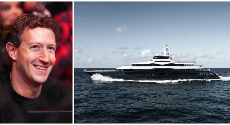 Mark Zuckerberg recently purchased a 118-meter megayacht, a status symbol among tech billionaires.Chris Unger/Zuffa LLC via Getty Images; Ruben Griffeon/SuperYacht Times