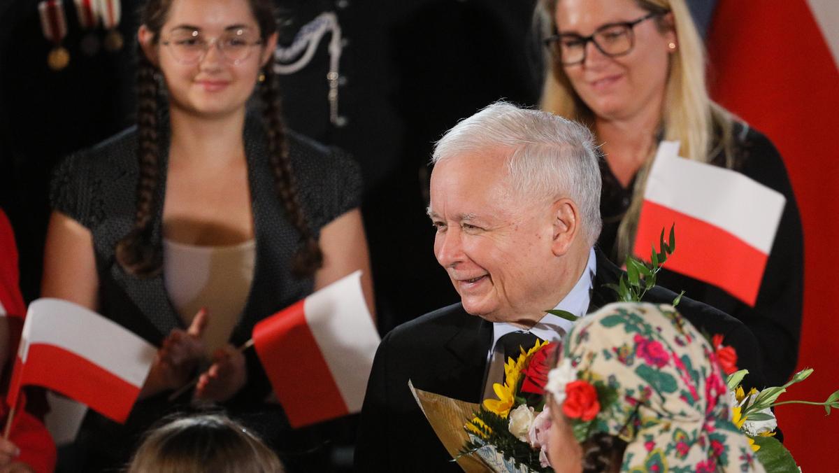 Prezes Jarosław Kaczyński na spotkaniu z wyborcami w Płocku