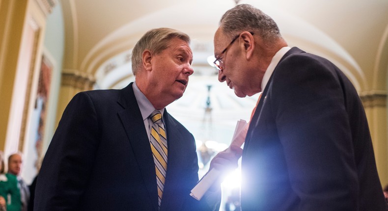 Sen. Lindsey Graham, R-S.C., left, and Senate Majority Leader Chuck Schumer, D-N.Y.Tom Williams/CQ Roll Call