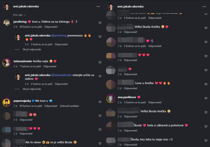 Sledovatelia reagujú na príspevok Anny Jakab Rakovskej, prečo nebude súčasťou Let's Dance. 