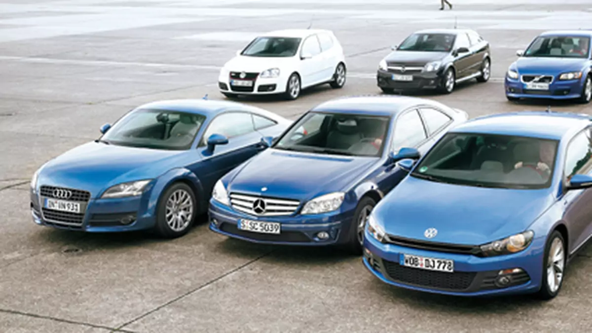 Audi TT kontra Mercedes CLS, Opel Astra GTC, Volvo C30 i VW Scirocco. Sprawdzamy czy Scirocco rozwieje konkurencję?