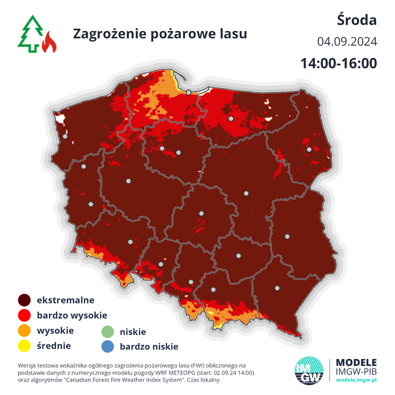 Zagrożenie pożarowe w lasach w środę