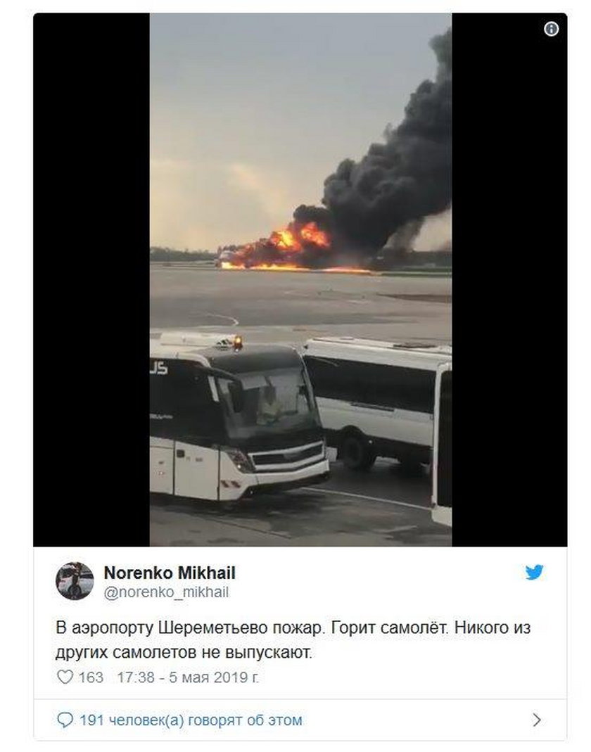 Płonący samolot lądował w Moskwie. 41 ofiar śmiertelnych