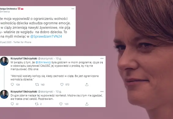 Emilewicz: "Wolność kobiety kończy się, kiedy zachodzi w ciążę, bo jest ograniczona wolnością dziecka"