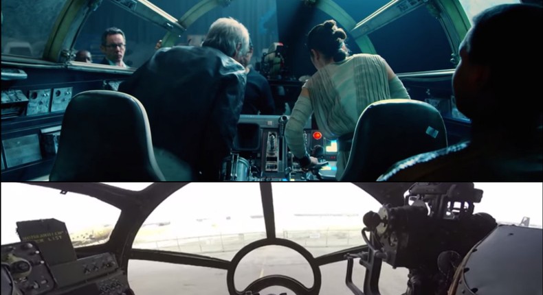 Here's a look at the cockpits of the Millennium Falcon and the B-29 Superfortress.