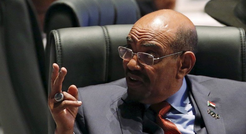 Sudan's President Omar al-Bashir reacts as he attends a plenary session at the India-Africa Forum Summit in New Delhi, India, October 29, 2015. REUTERS/Adnan Abidi