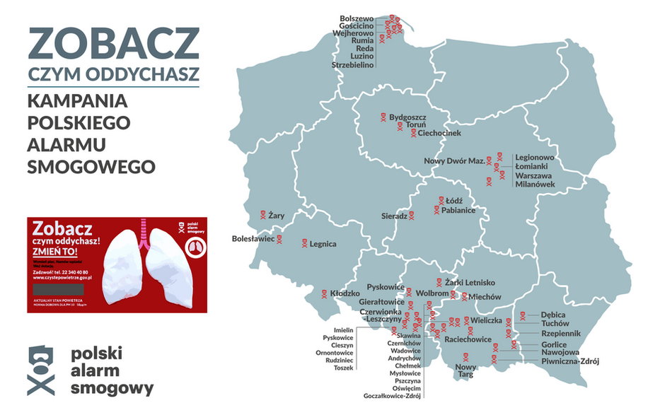 Mobilne płuca trafiły do 47 miast Polski, grafika: Polski Alarm Smogowy grafika: Polski Alarm Smogowy