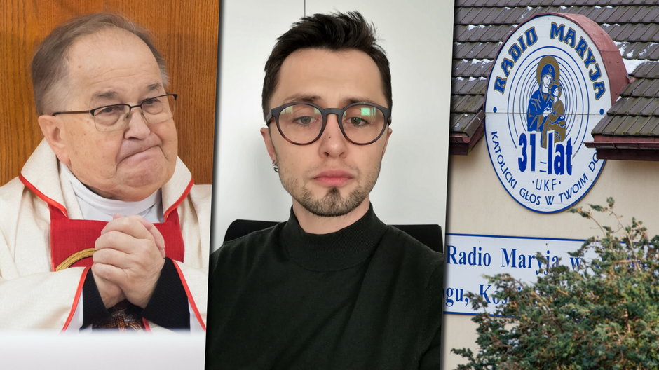 O. Tadeusz Rydzyk (East News/Wojciech Stróżyk/REPORTER), Dawid Dudko i Radio Maryja (fot. Adam Wysocki/East News)