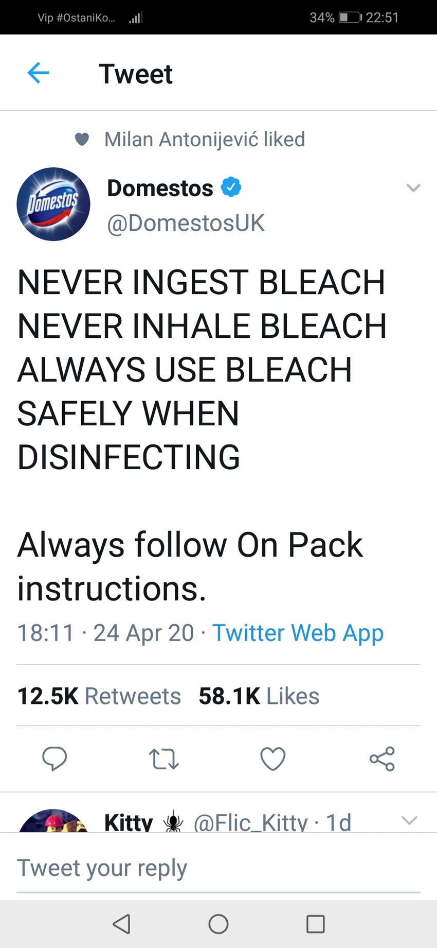 Domestos odgovorio Trampu