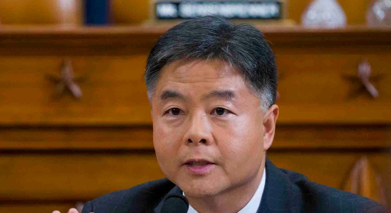 Rep. Ted Lieu questions Intelligence Committee Minority Counsel Stephen Castor and Intelligence Committee Majority Counsel Daniel Goldman during House impeachment inquiry hearings before the House Judiciary Committee on Capitol Hill December 9, 2019 in Washington, DC.
