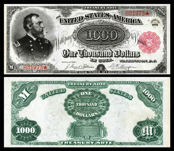 Banknot $1000 z 1891 r. US Red Seal