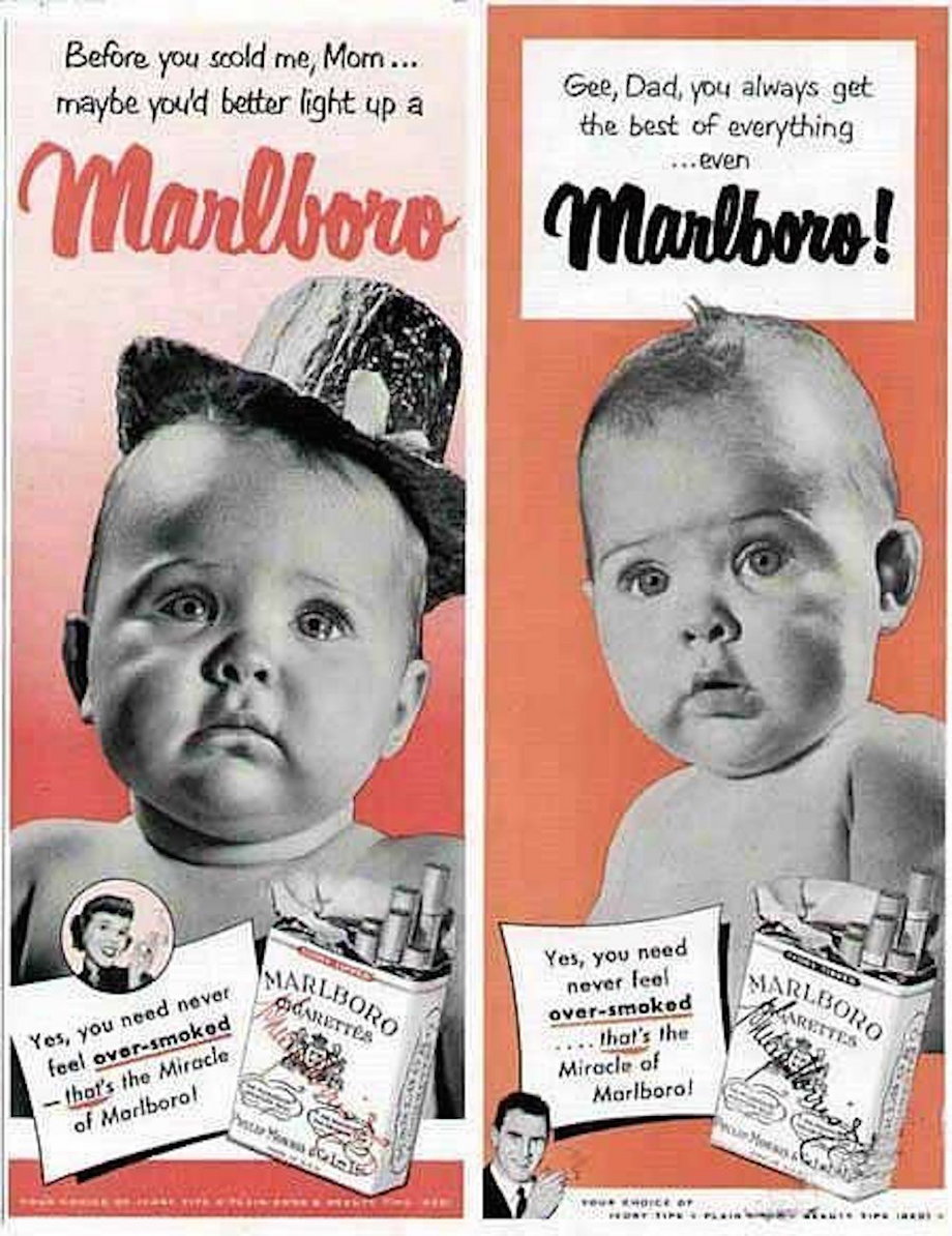 Marlboro used babies to sell cigarettes in the 1950s.
