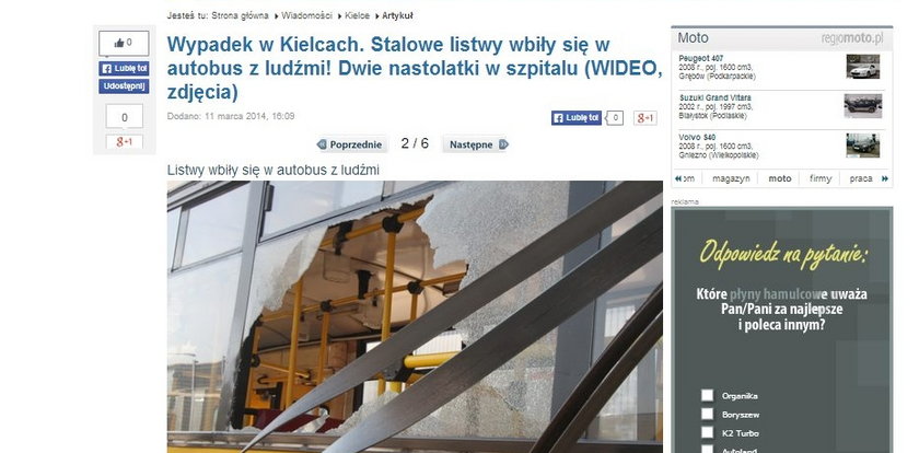 Ostre jak brzytwy listwy cięły autobus z pasażerami