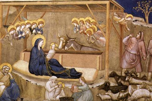 Boże Narodzenie - fresk Giotta w dolnym kościele św. Franciszka w Asyżu.