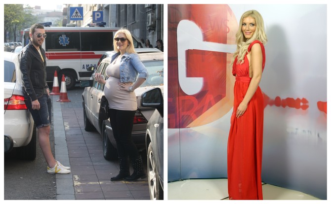 Nikolina sa suprugom mesec dana pre prvog porođaja (april, 2013) i krajem 2014. kada se venčala sa Sašom
