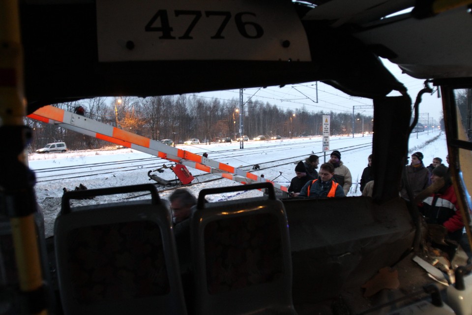 WARSZAWA WYPADEK ZDERZENIE POCIĄGU Z AUTOBUSEM