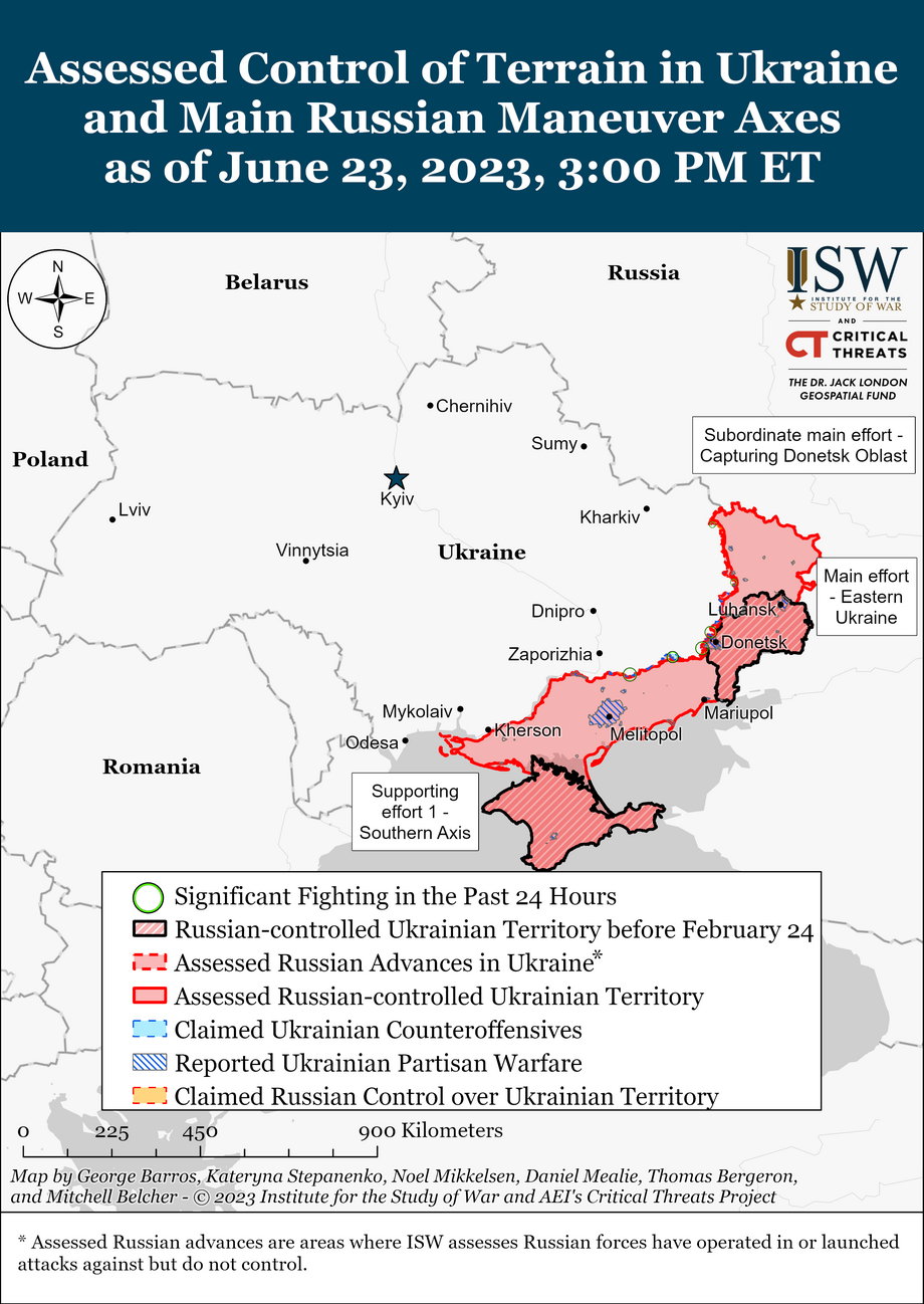 Ocena sytuacji militarnej na terytorium Ukrainy na dzień 23 czerwca 2023 r. 
