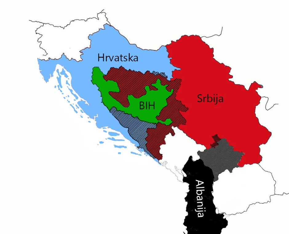 Mapa Balkana prema slovenačkom non-pejperu