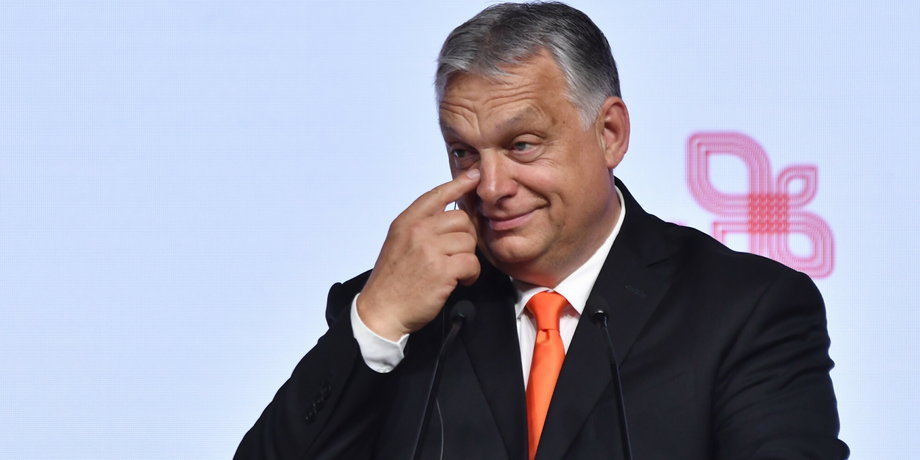Premier Węgier Victor Orban podczas wizyty w Katowicach w 2021 r.
