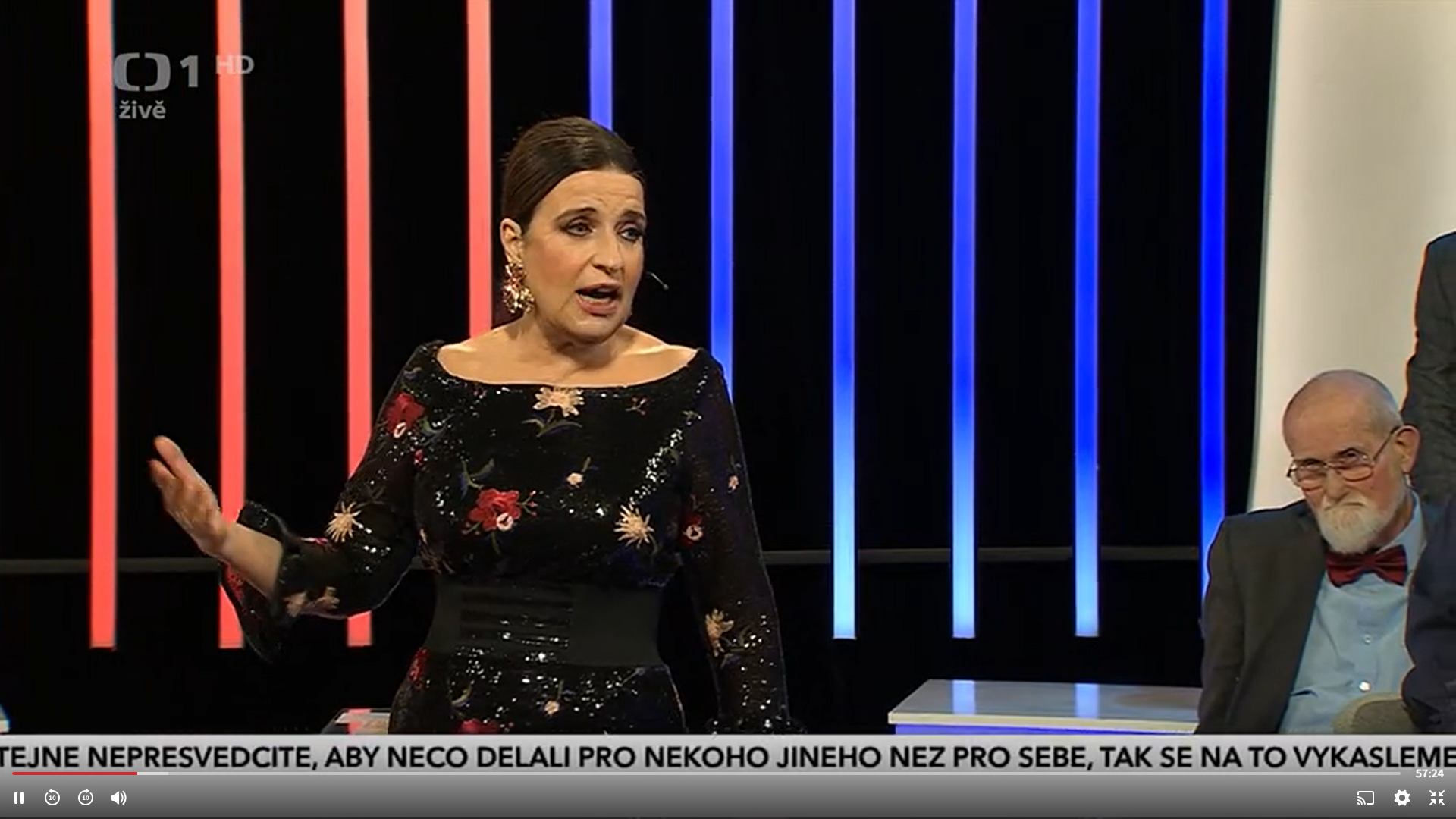 Moderátorka Michaela Jílková v relácii Máte slovo. 