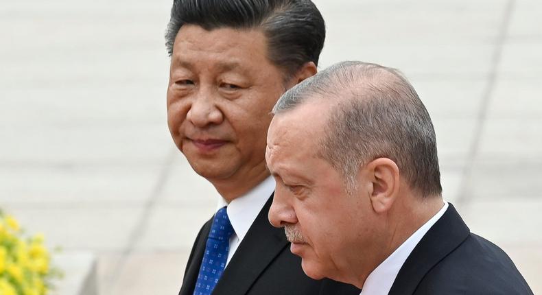 Chinese President Xi Jinping and Turkish President Recep Tayyip Erdogan.