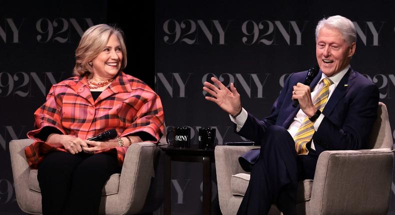 Hillary and Bill Clinton speak at an event in New York.Jamie McCarthy/Getty