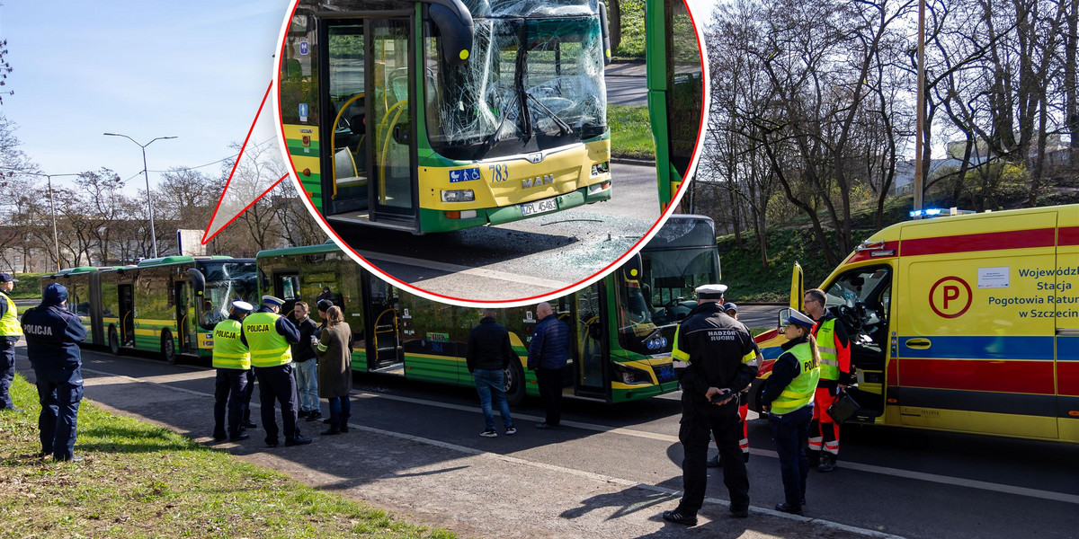 Wypadek autobusów w Szczecinie.