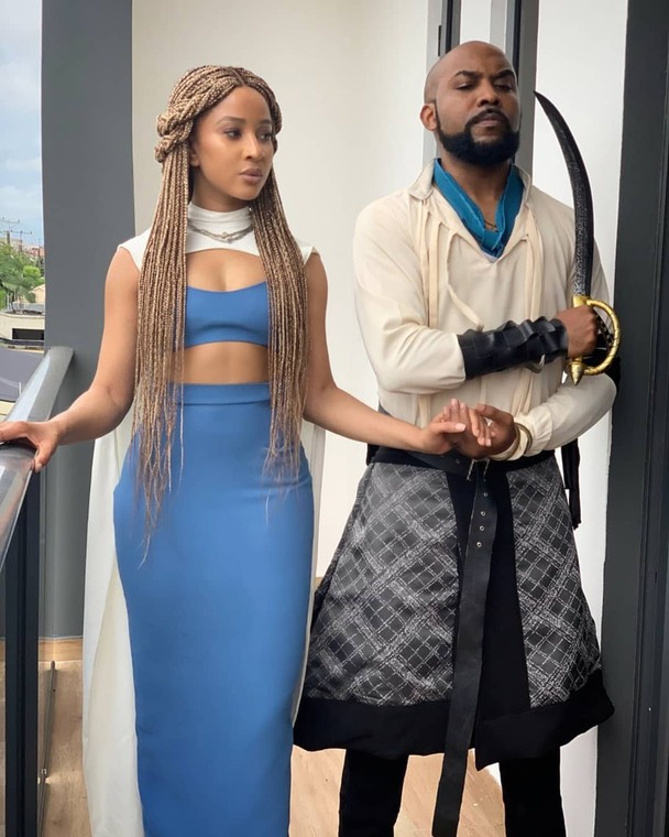 Banky W and Adesua Etomi at IK Osakioduwa's 'GOT' themed birthday party [Instagram/BankyWellington] 