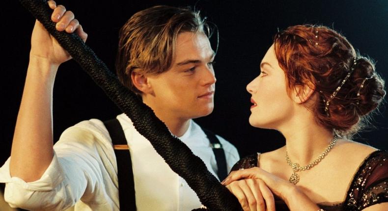 Leonardo DiCaprio and Kate Winslet in Titanic.